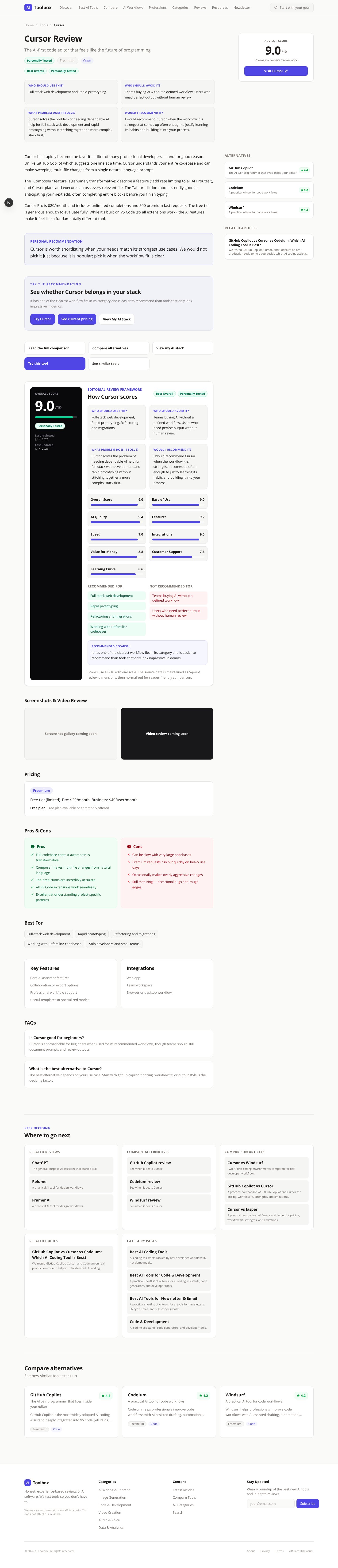 Cursor review page screenshot